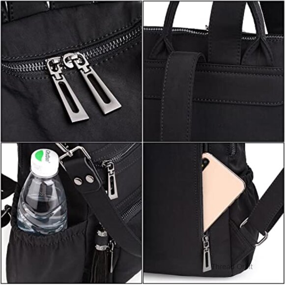 Convertible Vegan Leather Backpack Purse with Tassel, Laptop Compatible Travel main image 5